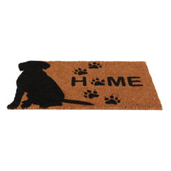 Deurmat met hond en hondenvoetjes.