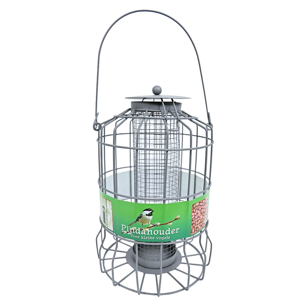 Pindafeeder voor kleine vogels grijs.
