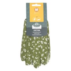 Groene tuinhandschoenen met print.