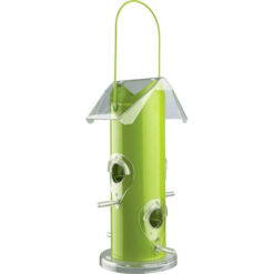 Voedersilo met dakje voor tuinvogels groen.