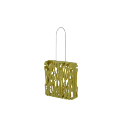 Grüner Fettblockhalter mit Vögeln.