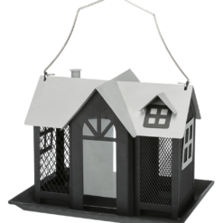 Schwarzes Vogelfutterhaus Villa mit mehreren Futterfächern