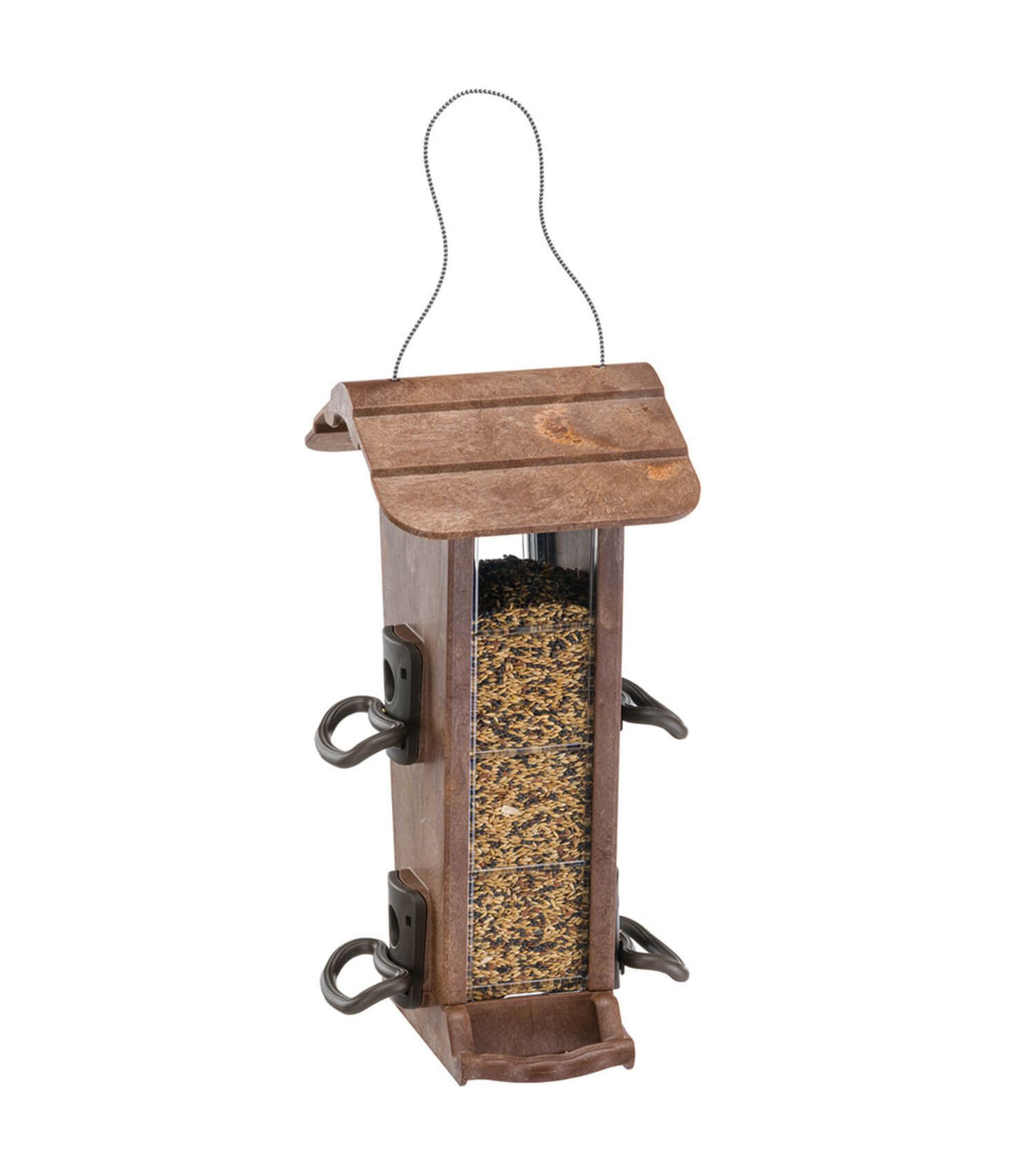 Hoge pindafeeder voor vogels houtprint.