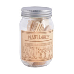 Houten labels planten in bewaarpot