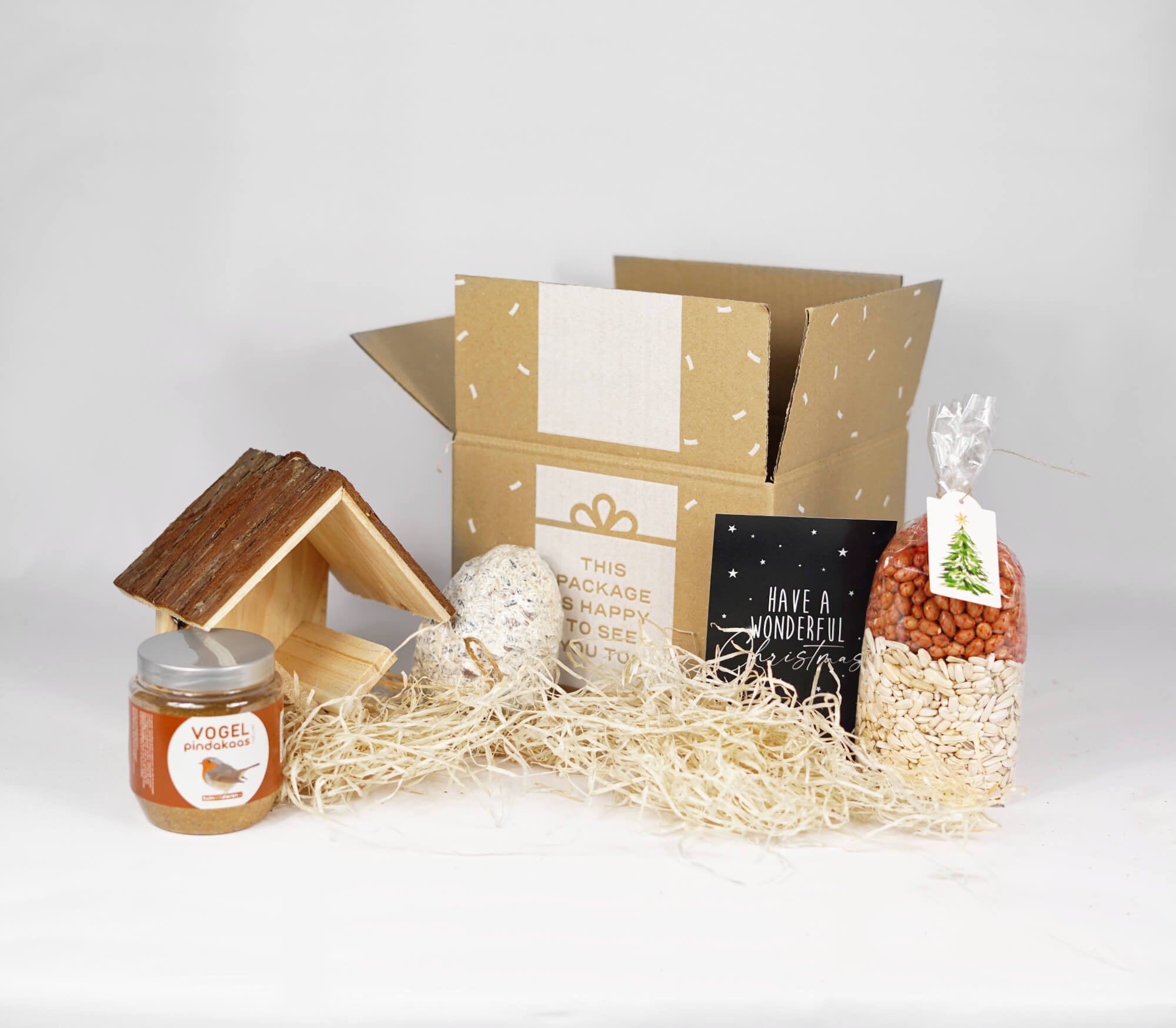 Weihnachtsgeschenk Vogelfutter im Karton