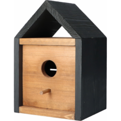 Modern zwart / bruin vogelhuisje vierkant