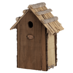 Vogelhuisje voor koolmeesjes met dak van riet