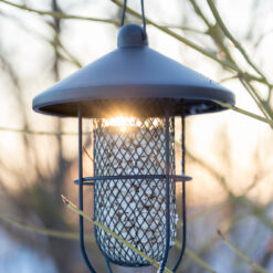 Peanut Feeder Deluxe - schwarzes Metall mit Dach und Außenarbeiten – Bild 2