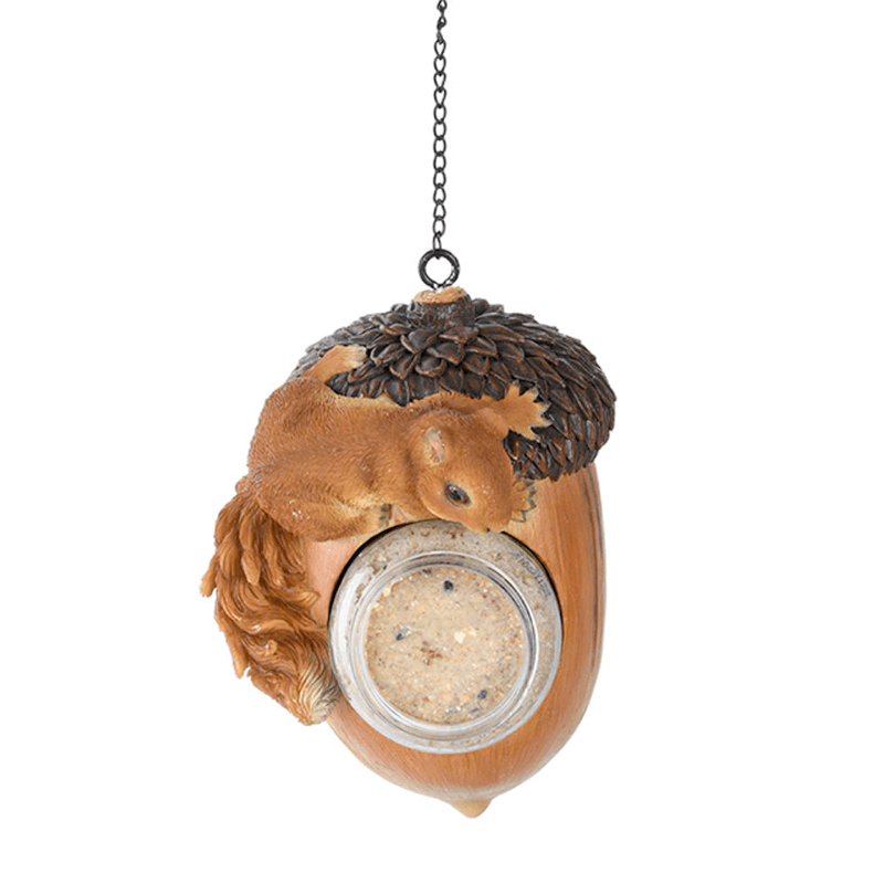 Niedlicher Erdnussbutterhalter Vogel Erdnussbutter Eichel mit Eichhörnchen