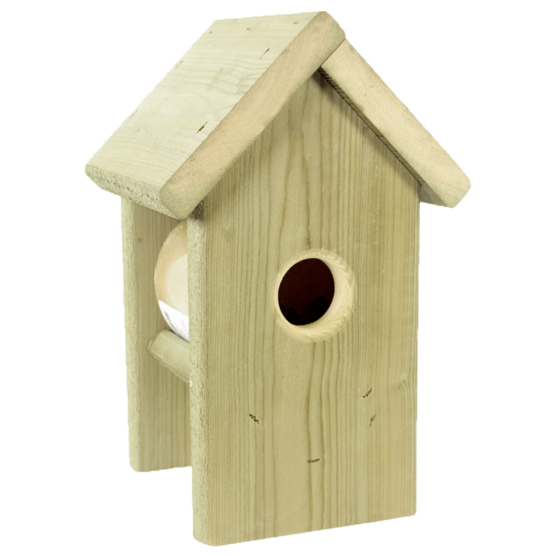 Erdnussbutterhaus mit Spitzdach für kleine Vögel