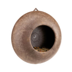 Braunes Vogelfutterhaus für die Wand.