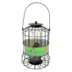 Groene zaadfeeder voor kleine vogels.
