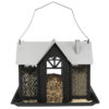 Schwarzes Vogelfutterhaus Villa mit mehreren Fächern