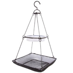 Voederplateau met waterbak voor vogels.