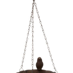 Gietijzeren vogelschaal met vogeltje.