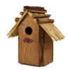 Mooi en bijzonder vogelhuisje met rieten dak.