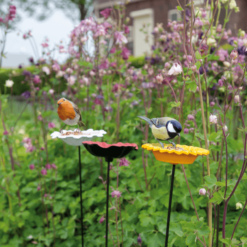 Voederschaal vogels bloemen op steel