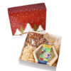 Weihnachtsgeschenk Vogelfutterhaus mit sechseckigem Futtersilo und Erdnüssen.