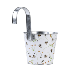 Fröhlicher Blumentopf mit Bienenmotiv
