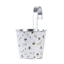 Vrolijke leuke bloempot hangend met bijenprint